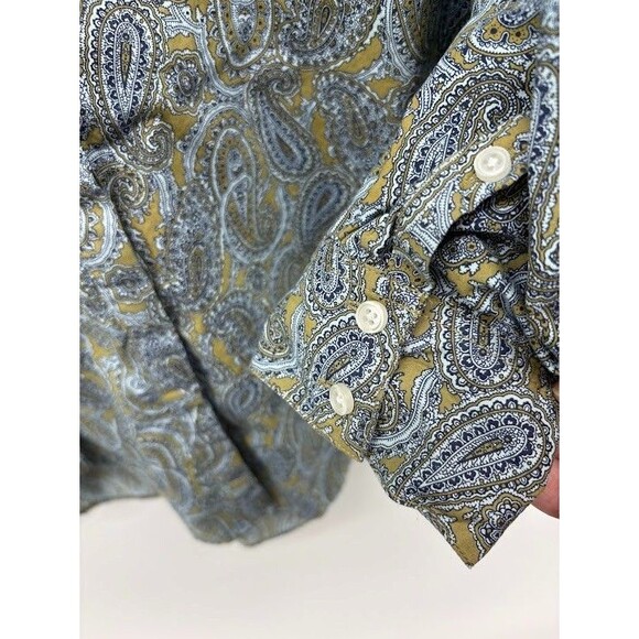 Land's End Women's 2X Paisley Button Down Tunic Top Mock Neck Has Pockets - Picture 3 of 8